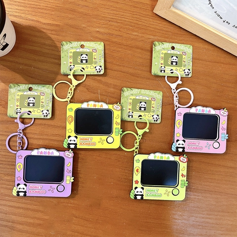 Panda Mini Magnetic Drawing Board Keychain Cute Cartoon Writing Tablet Toy Bag Pendant Portable Gift For Kids Fidget Toy