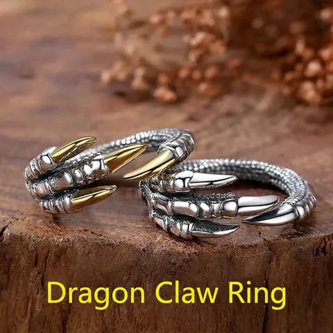 Retro Drachenkrallen Ring Legierung Verstellbar Punk Adlerklaue Fingerring Für Damen Herren Vintage Gothic Schmuck