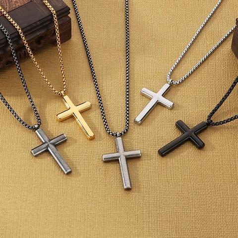Kruis Hanger Ketting Roestvrij Staal Minimalistisch Vintage Sieraden Voor Heren Dames Mode Veelzijdige Accessoires