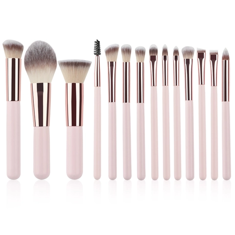 Pennelli Per Trucco Professionali Manico In Legno Fibre Sintetiche Fondotinta Ombretto Viaggio Portatile Kit Bellezza