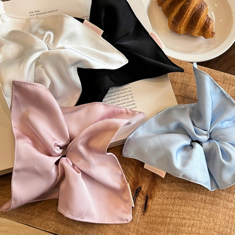 Scrunchie Fiocco In Raso Texture Raso Pieghettato Elastico Per Capelli Elegante Porta Coda Di Cavallo Per Donne Accessorio Per Capelli Stile Dolce