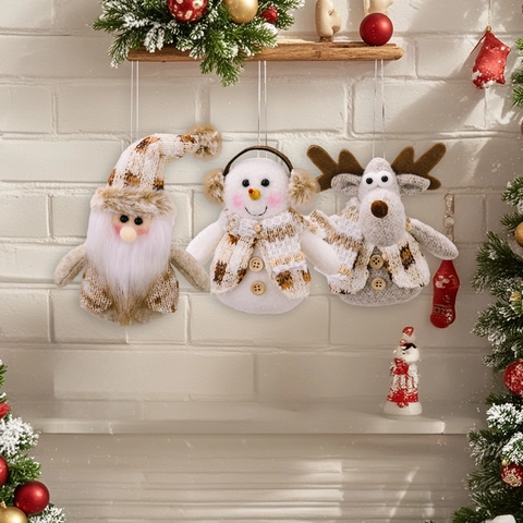 Gestrickte Plüsch Weihnachtsanhänger Weihnachtsmann Schneemann Rentier Anhänger Für Feiertage Haus Party Baum Dekoration