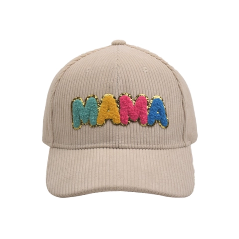 Mama Embroidery Corduroy Baseball Cap Colorful Chenille Letter Patch Adjustable Outdoor Sport Sun Hat For Women