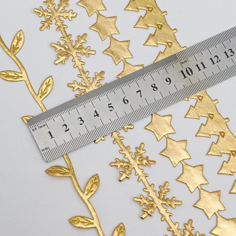 Metallic Decorative Ribbon Trim Gold Silver Hollow Out Christmas Stars Snowflakes Trees Leaves For DIY Craft Gift Wrapping