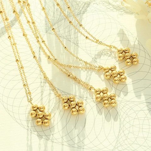 Set di Collana e Orecchini con Pendente a Grappolo in Acciaio Inossidabile Geometrico Placcato Oro Argento Gioielli Moda Donna