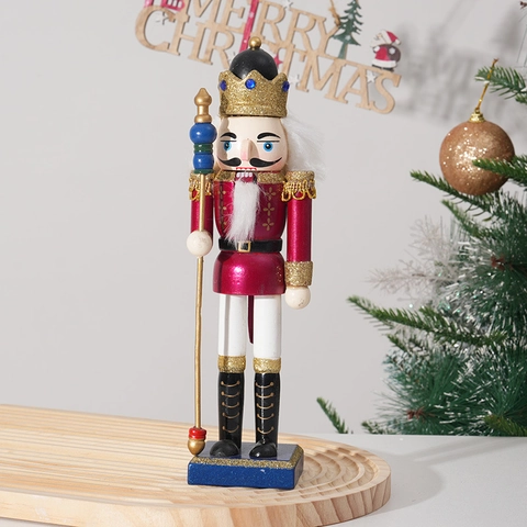 Traditional Wooden Nutcracker Soldier Ornaments Hand Painted Desktop Decor For Christmas Festive Home Tabletop