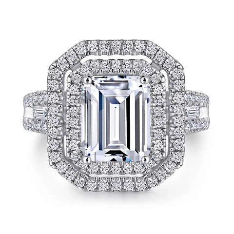 Bague en Argent Sterling 925 Taille Princesse avec Zirconia pour Femme Luxe Double Halo Fiançailles Mariage Bijoux de Mode Occidentale