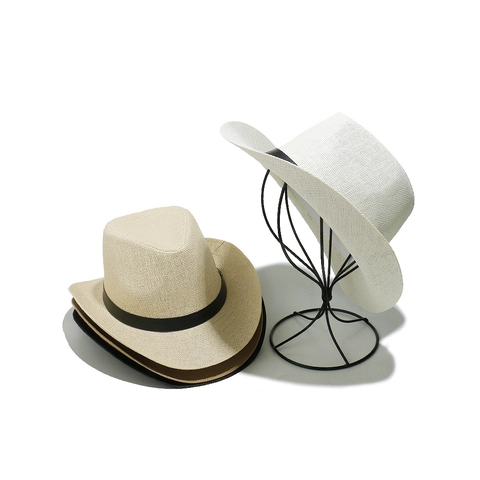 Vintage Stroh Fedora Hut Herren Sommer Strand Sonnenschutz Papier Gewebt Panama Jazz Hut Mit Gürtelschnalle
