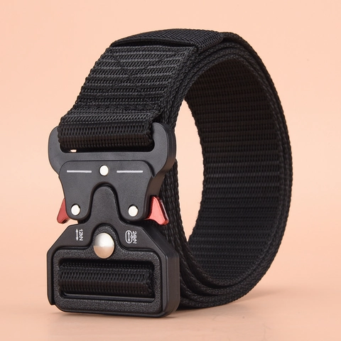 Cintura Tattica Per Uomo Fettuccia In Nylon Fibbia In Metallo A Sgancio Rapido Resistente Stile Militare All'aperto Escursionismo Arrampicata