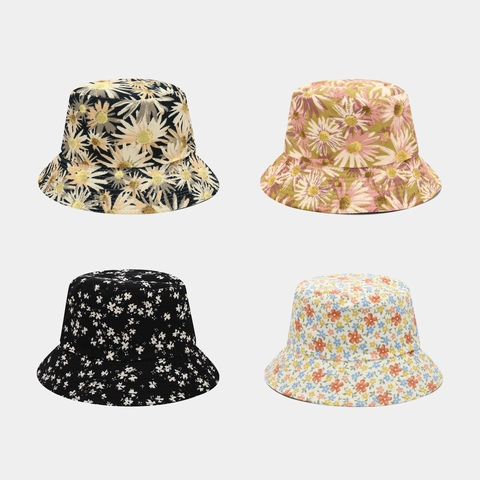 Cappello Alla Pescatora Vintage Floreale Velluto A Coste Cotone Protezione Solare Berretto Da Pescatore Per Donne Viaggio