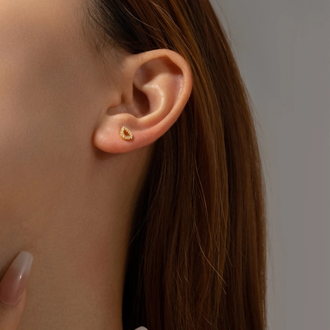 Boucles d'Oreilles Clous Goutte en Argent Sterling S925 pour Femmes Strass Incrustés Plaqué Or Argent Bijoux Coréens