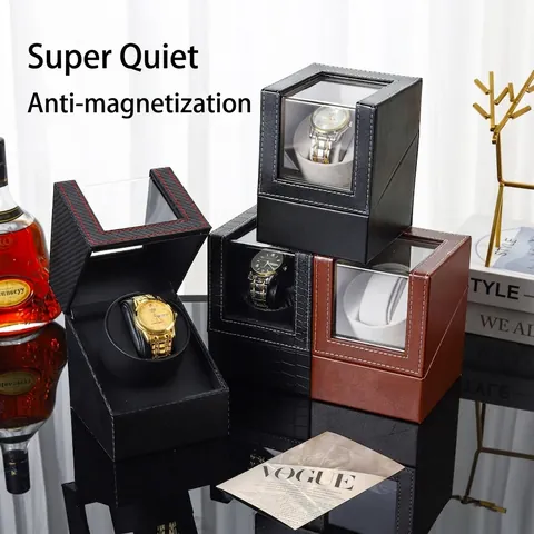Scatola Caricatore Orologio Automatico Pelle PU Motore Silenzioso Alimentazione Versatile Per Orologi Meccanici Display