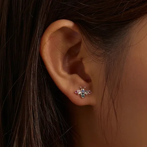 925 Sterling Silver Zirconia Insect Stud Earrings For Women Butterfly Dragonfly Bee Spider Beetle Animal Jewelry Gift