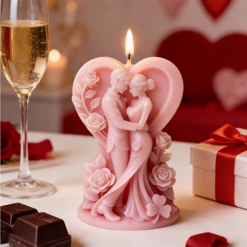 3D Romantisch Paar Knuffelen Hart Siliconen Kaarsvorm Roos Reliëf DIY Aromatherapie Zeep Maken Bruiloft Decor Knutselen