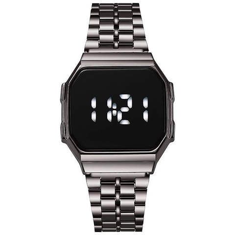 Vintage Digitaluhr Legierung Stahlband Leuchtende LED Anzeige Quadratische Retro Elektronische Armbanduhr Für Herren Damen