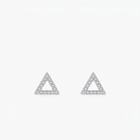 Orecchini A Lobo In Argento Sterling 925 Da Donna Triangolo Cavo Geometrico Micro Pavé Zirconia Gioielli