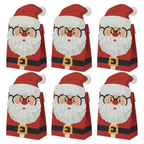 Christmas Candy Boxes Paper Gift Bags Cartoon Santa Reindeer Snowman Elf Pattern Holiday Party Favor Packaging
