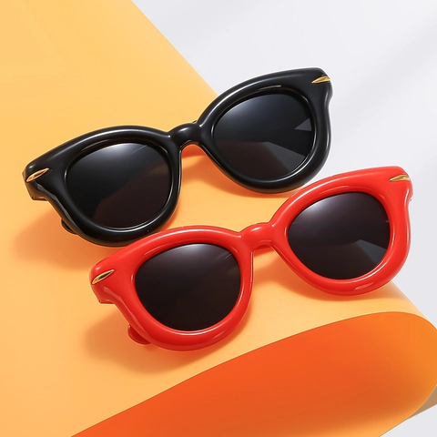 Fashion Sunglasses Retro Thick Frame Round Lenses UV Protection PC Plastic Metal Rivets For Outdoor Daily Travel