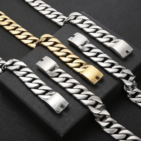 Collana Da Uomo A Catena Cubana In Acciaio Inossidabile Stile Hip Hop Rap Finiture Lucide Spazzolate Gioiello In Metallo