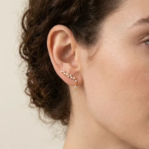S925 Sterling Silver Zirconia Ear Clip Earrings With Tassel Gold Plated Non-Pierced Fashion Jewelry For Women Gift