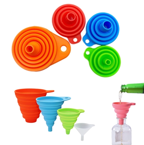 Imbuto Pieghevole In Silicone Grado Alimentare Portatile Mini Strumento Da Cucina Per Trasferimento Liquidi Olio Resistente Calore