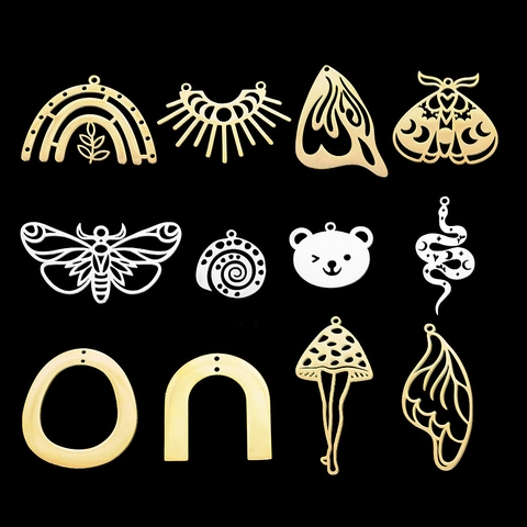 Roestvrijstalen Bedeltjes Hangers Voor DIY Sieraden Maken Slang Mot Beer Paddestoel Gothische Celestiale Stijl