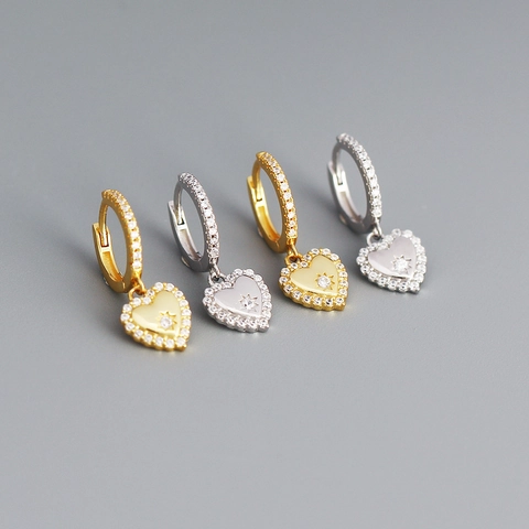 Eleganti Orecchini A Cuore Con Perno In Argento Sterling 925 Zircone Micro Pavé Stella Gioielli Di Moda