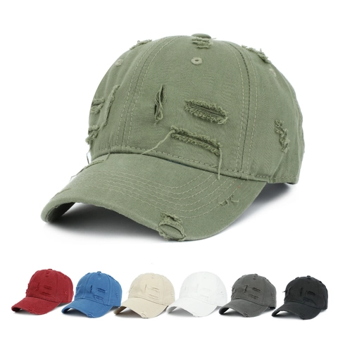 Gorra De Béisbol Rasgada Efecto Desgastado Sarga De Algodón Ajustable Vintage Borde Desgastado Sombrero De Ocio Para Hombre Mujer