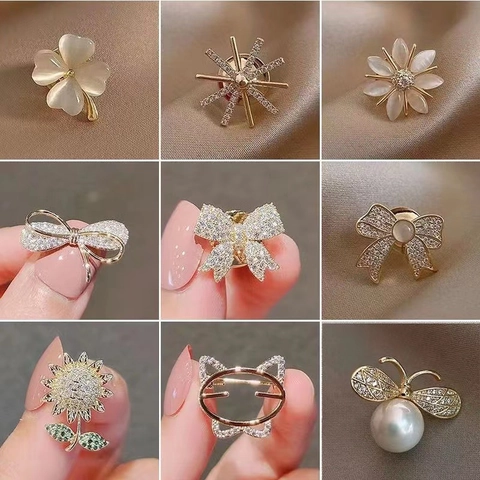 Broche Élégante En Alliage Avec Strass Et Opale Motif Floral Et Animal Épingle De Revers Brillante Accessoire Bijoux