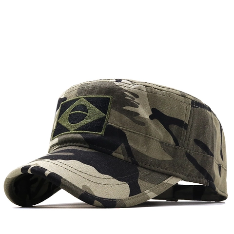 Cappello Cadet Ricamo Bandiera Brasile Cotone Cappello Pattuglia Militare Camouflage Protezione Solare Regolabile Uomo