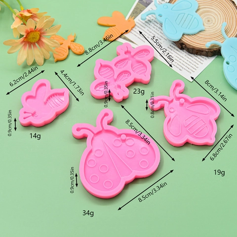 Bee Ladybug Insect Silicone Mold For Fondant Cake Decoration DIY Epoxy Resin Crafting Flexible Durable Pink Blue
