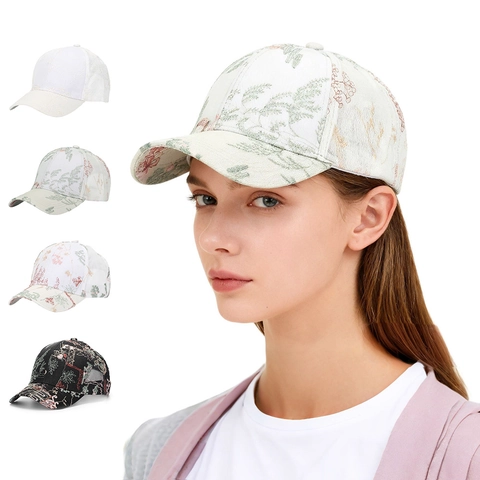 Elegant Chinese Style Jacquard Baseball Cap For Women Breathable Sunshade Flower Landscape Pattern Outdoor Fashion Ethnic Adjustable Hat