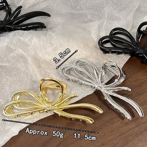 Eleganter Legierung Bogknoten Haarklammer Retro Metall Shark Clip Für Frauen Mädchen Dickes Haar Styling Accessoire