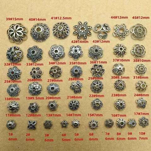 Coppette Per Perline A Fiore Lega Argento Antico Perline Distanziatrici Vuote Per Creazione Gioielli DIY Accessori Retro