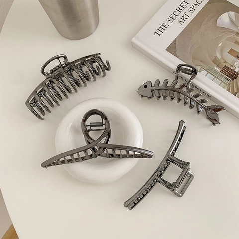 Pinzas Para El Cabello De Metal Aleación Geométrica Horquillas De Tiburón Minimalista Sujeción Fuerte Accesorios De Peinado Para Mujeres