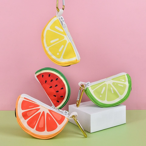 Fruit Slice Shape Pet Poop Bag Dispenser Polyester Fabric Waste Bag Holder With Metal Carabiner Portable Walking Accessory
