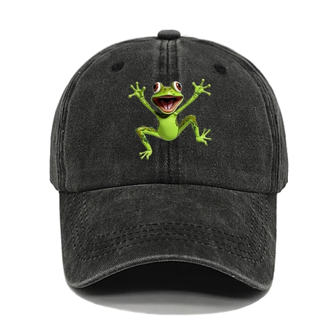Berretto Da Baseball In Cotone Lavato Retrò Stampa Rana Cartone Animato Cappello Da Sole Regolabile Per Uomo Donna Casual