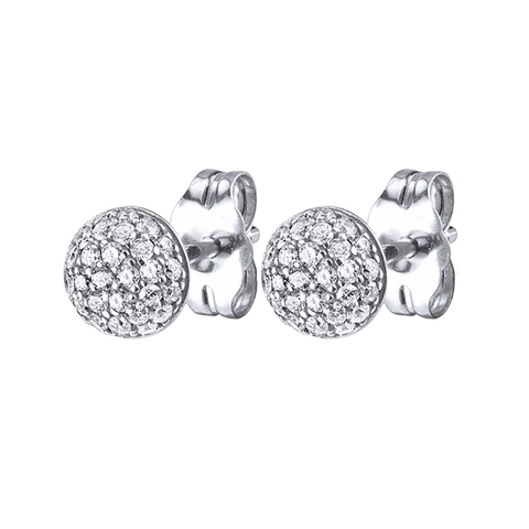 Pave Zirconia Ball Stud Earrings Trendy Copper Gold Plated Sphere Round Jewelry For Women