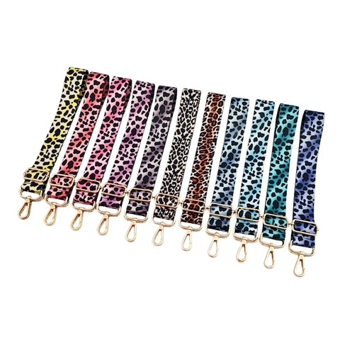 Replacement Bag Strap Wide Adjustable Leopard Print Fabric Shoulder Strap For Handbags Crossbody Colorful Metal Hook