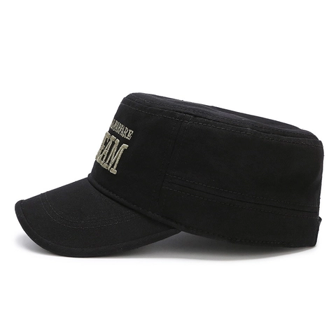 Casquette Militaire Plate Cadet Homme Coton Toile Réglable Tactique Chapeau Soleil Extérieur Broderie