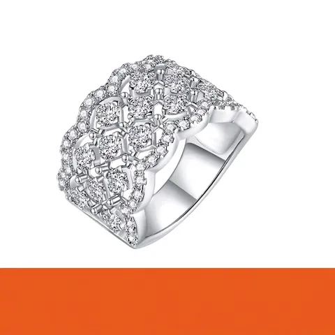 Anillo Largo In Pizzo Traforato Argento Sterling 925 Con Moissanite Castone Di Lusso Stile Hip Hop Vintage Gioielli Da Donna