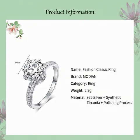 Krone Ring Aus 925 Sterling Silber Elegant Rund Zirkonia Krallen Luxus Mode Schmuck Damen