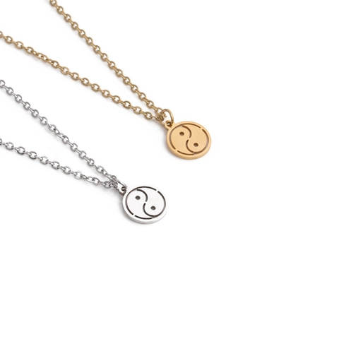 Collana Pendente Tai Chi Bagua Yin Yang In Acciaio Inossidabile Lucidato Cavo Rotondo Medaglione Taoismo Zen Gioielli Per Uomo Donna