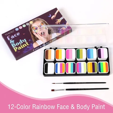 Gesicht Körper Bemalung Palette Wasserlöslich Ungiftig Make-up Set Pinsel Schablonen Party Halloween Cosplay Kinder