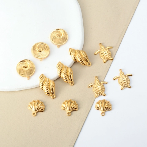 Ciondoli In Acciaio Inossidabile Serie Oceano Conchiglia Tartaruga Per Accessori Creazione Gioielli DIY