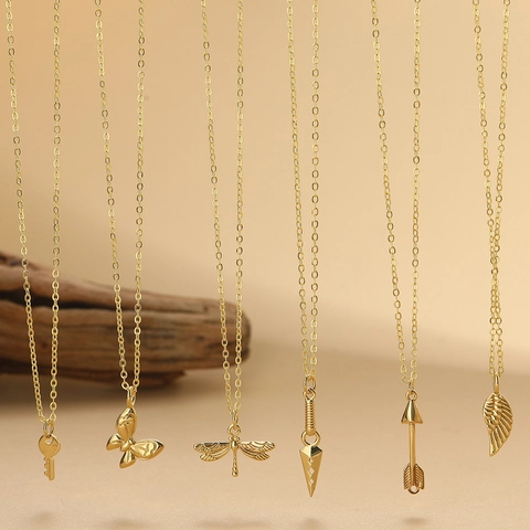 Collana Pendente Rame Libellula Farfalla Freccia Ala Chiave Gioielli Minimalisti Regalo Personalizzato