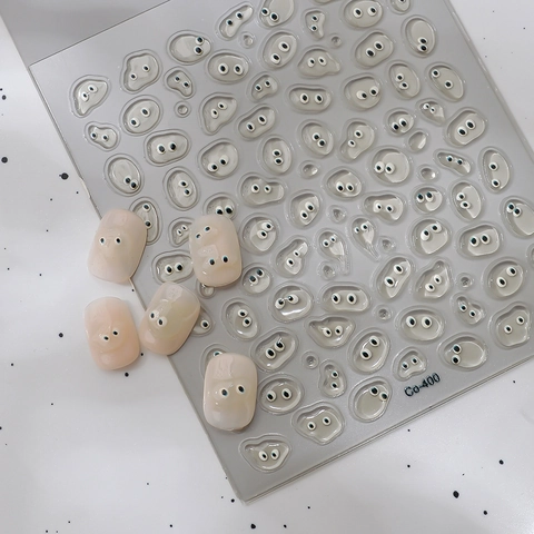 Pegatinas de Arte de Uñas 5D Relieve Ojos de Dibujos Animados Monstruo Impermeable Gelatina DIY Calcomanías de Uñas para Mujer