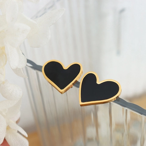 Collar con Colgante de Corazón de Estilo Oscuro Pendientes Joyería de Acero de Titanio Acrílico Minimalista Ajustable Mujer
