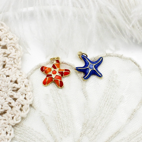 Pendentifs en Cuivre Plaqué Or 18K Vie Marine Hippocampe Étoile de Mer Coquillage Émail Perle Artificielle Accessoires DIY