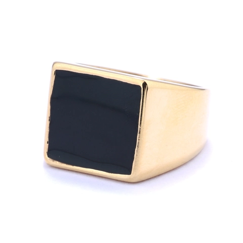 Anello Sigillo Acciaio Inossidabile Nero Superficie Geometrica Business Accessorio Di Moda Trendy Per Uomini Donne